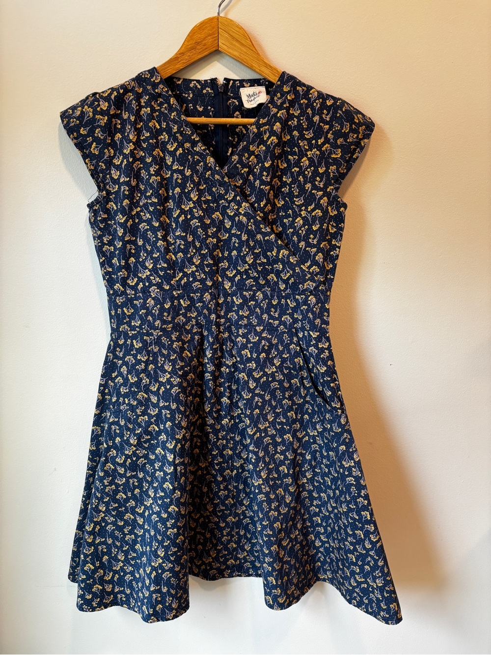 Mata Traders Navy Mini Dress with Yellow Floral Motif